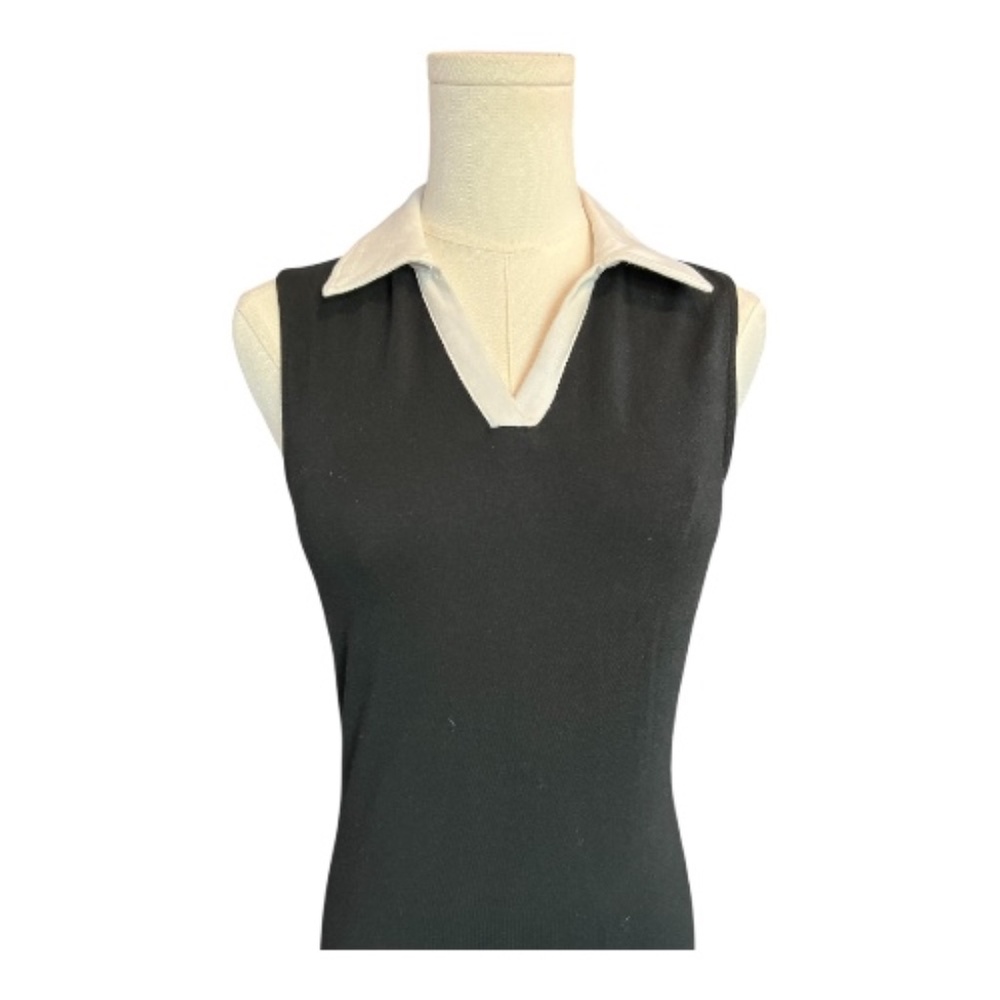 🖤🤍 GUC NEW YORK & COMPANY Black Sleeveless Dress with White Collar | Sz S - Picture 2 of 7